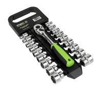 Sealey S01243 Socket Set 19Pc 3/8inSq Drive 6Pt Walldrive® Metric