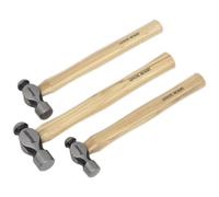 Sealey AK203 Ball Pein Hammer Set 3Pc Hickory Shafts