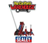 Sealey 3010CX 3 Tonne Ton Trolley Jack with Axle Stands Pair Red Car Van Lift