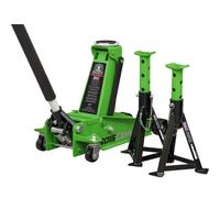 Sealey Trolley Jack 3tonne Super Rocket Lift & Axle Stands (Pair) 3tonne Capacity per Stand-Hi-Vis 3015CXHV