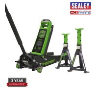 Sealey 3040AGCOMBO1 Trolley Jack & Paif Of Axle Stands 3t per Stand Combo