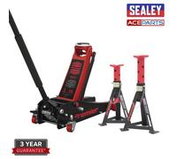 Sealey 3040ARCOMBO Premier Trolley Jack 3 Ton Rocket Lift & 3t Each Axle Stands