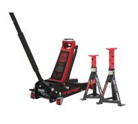 Sealey 3040ARCOMBO Trolley Jack 3 Tonne & Axle Stands (Pair) 3 Tonne per Stand
