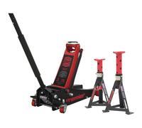 Sealey Trolley Jack 3 Tonne & Axle Stands (Pair) 3 Tonne per Stand Combo 3040ARC