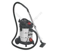 Sealey 30L Industrial Vacuum Cleaner Wet & Dry with Stainless Steel Drum &am