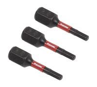Sealey Impact Power Tool Hexagon Screwdriver Bits Hex 2.5mm 25mm Pack of 3
