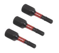 Sealey Impact Power Tool Hexagon Screwdriver Bits Hex 3mm 25mm Pack of 3