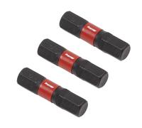 Sealey Impact Power Tool Hexagon Screwdriver Bits Hex 6mm 25mm Pack of 3