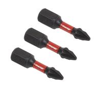 Sealey Impact Power Tool Pozi Screwdriver Bits PZ1 25mm Pack of 3