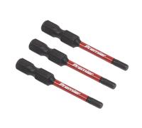 Sealey 3pc 50mm Hex 3mm Impact Power Tool Bit Set - AK8236, Red