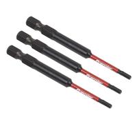 Sealey Impact Power Tool Hexagon Screwdriver Bits Hex 2.5mm 75mm Pack of 3