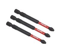 Sealey 3pc Phillips #2 Impact Power Tool Bit Set Extra Long 75mm Life Guarantee