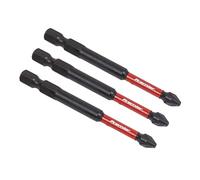 Sealey 3pc Pozidriv #2 Impact Power Tool Bit Set Extra Long 75mm Life Guarantee