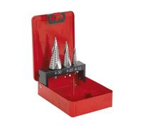 Sealey 3pc Spiral Step Drill Bit Set HSS M2 Spiral Flute Ø4-30mm Hole Cutter
