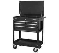Sealey AP850MB Hd Mobile Tool/Parts Trolley 4 Drawer + Lockable Top - Black, Multi