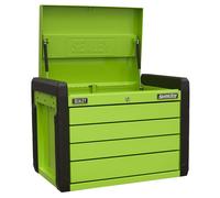 Sealey 4 Drawer Push-to-Open Topchest with Ball-Bearing Slides - Hi-Vis Green AP