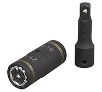 Sealey 2 Piece 1/2" Drive 4 in 1 Impact Socket and Extension Bar Set