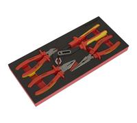 Sealey Premier Insulated Pliers Set 4 Pieces With Tool Tray Vde Approved Tbte07