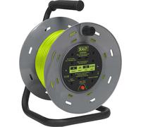 Sealey BCR25G Cable Reel With Thermal Trip 4 X 230V Sockets 25M - Green