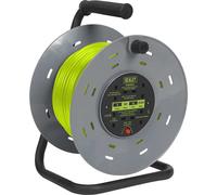 Sealey BCR50G Cable Reel With Thermal Trip 4 X 230V Sockets 50M - Green