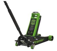 Sealey 4 Tonne Low Profile Trolley Jack, Car Jack, with Rocket Lift - Green - 4040AG