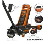 Sealey 4040Ao Premier Low Profile Trolley Jack With Rocket Lift 4 Tonne - Orange