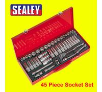 Sealey Ak692 Socket Set 45Pc 3/8Sq Drive 6Pt Walldrive - Duometric