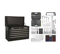 Sealey AP225BCOMBO Topchest 5 Drawer with Ball Bearing Slides - Black & 230pc Tool Kit