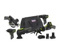 Sealey 5 X Sv10.8 Series Cordless Power Tool Kit 10.8V - 2 Batteries & Euro Plug