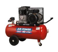 Sealey 50L Belt Drive Air Compressor With Cast Cylinders & Wheels 3.5Hp