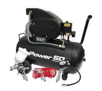 Sealey 50L Direct Drive Air Compressor 2Hp With 4Pc Air Accessory Kit