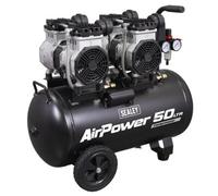 Sealey 50L Low Noise Oil Free Direct Drive Air Compressor 2 X 2Hp