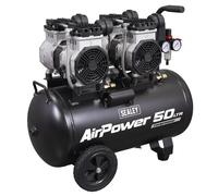 Sealey 50L Low Noise Oil Free Direct Drive Air Compressor 2 x 2hp SAC5001S