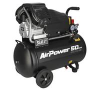 Sealey Portable 50L V Twin Direct Drive Air Compressor 3hp 230V 13A SAC5030VA