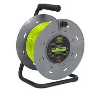 Sealey Cable Reel With Thermal Trip 4X 230V Sockets 50M Portable Durable Green