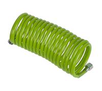 PE Coiled Air Hose 5m x Ø5mm with 1/4"BSP Unions - Green