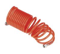 Sealey 5M X 5mm Pe Coiled Air Hose With 1/4" Bsp Unions Polyethylene Sa335