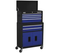 Topchest & Rollcab Combination 6 Drawer with Ball-Bearing Slides - Blue