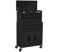 Topchest & Rollcab Combination 6 Drawer with Ball-Bearing Slides - Black