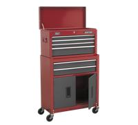 Sealey Topchest & Rollcab Combination 6 Drawer - Red/Grey Tool Storage AP2200BB