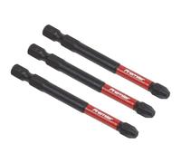 Sealey Impact Power Tool Pozi Screwdriver Bits PZ3 75mm Pack of 3