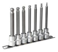 Sealey 7Pce 100mm Long Hex/Allen Key Ball End 3/8" Sq Dr Socket Bit Set AK6212
