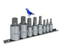 Sealey 8 Pce M4-M16 Spline 12 Point Socket Bit Adaptor Set 1/4" 3/8" 1/2" AK6214