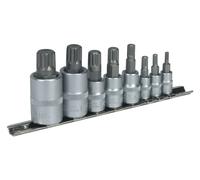 Sealey 8 Pce M4-M16 Spline 12 Point Socket Bit Adaptor Set 1/4" 3/8" 1/2" AK6214