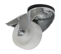 Sealey 80mm Castor Wheel Bolt Hole Swivel With Total Lock White Scw480Sbl
