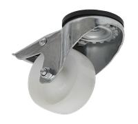 Sealey 80mm Castor Wheel Bolt Hole Swivel With Total Lock White SCW480SBL