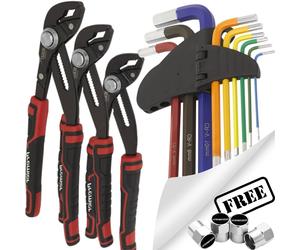 Sealey 9 Pcs Anti-Slip Ball End Hex Key Set & 3 Pcs Water Pump Pliers Set +CP