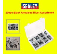 Sealey AB074BR Rivet Assortment 200pc Black Anodised