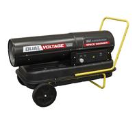 Sealey Dual Voltage Space Warmer Kerosene/Diesel Heater 185,000Btu/hr Space Warmer with Wheels - AB1850DV