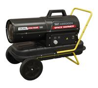 Sealey Dual Voltage Space Warmer Kerosene/Diesel Heater 50,000Btu/hr Space Warmer with Wheels - AB500DV, Black